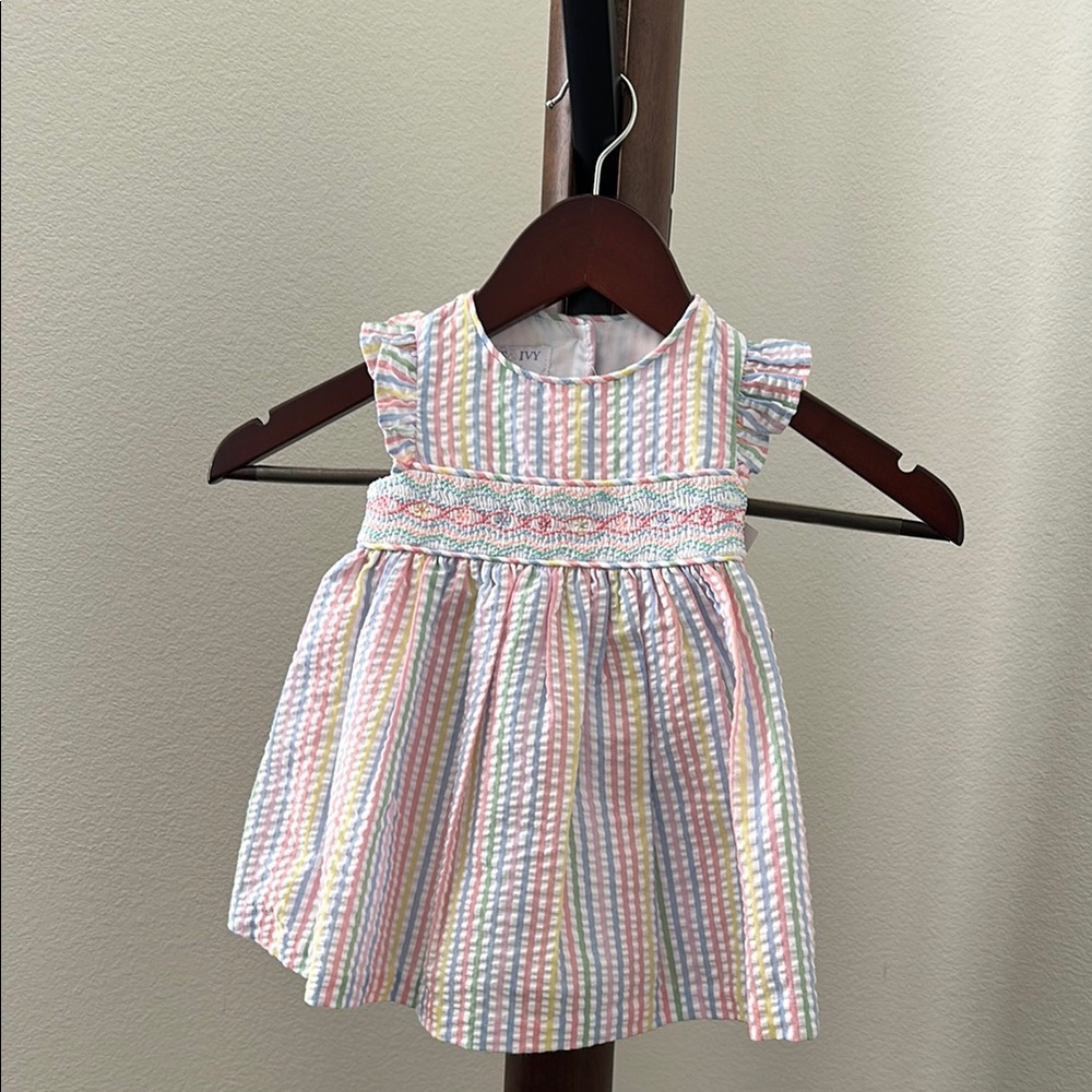 Pink and Blue Pleated Sundress with Peter Pan Collar